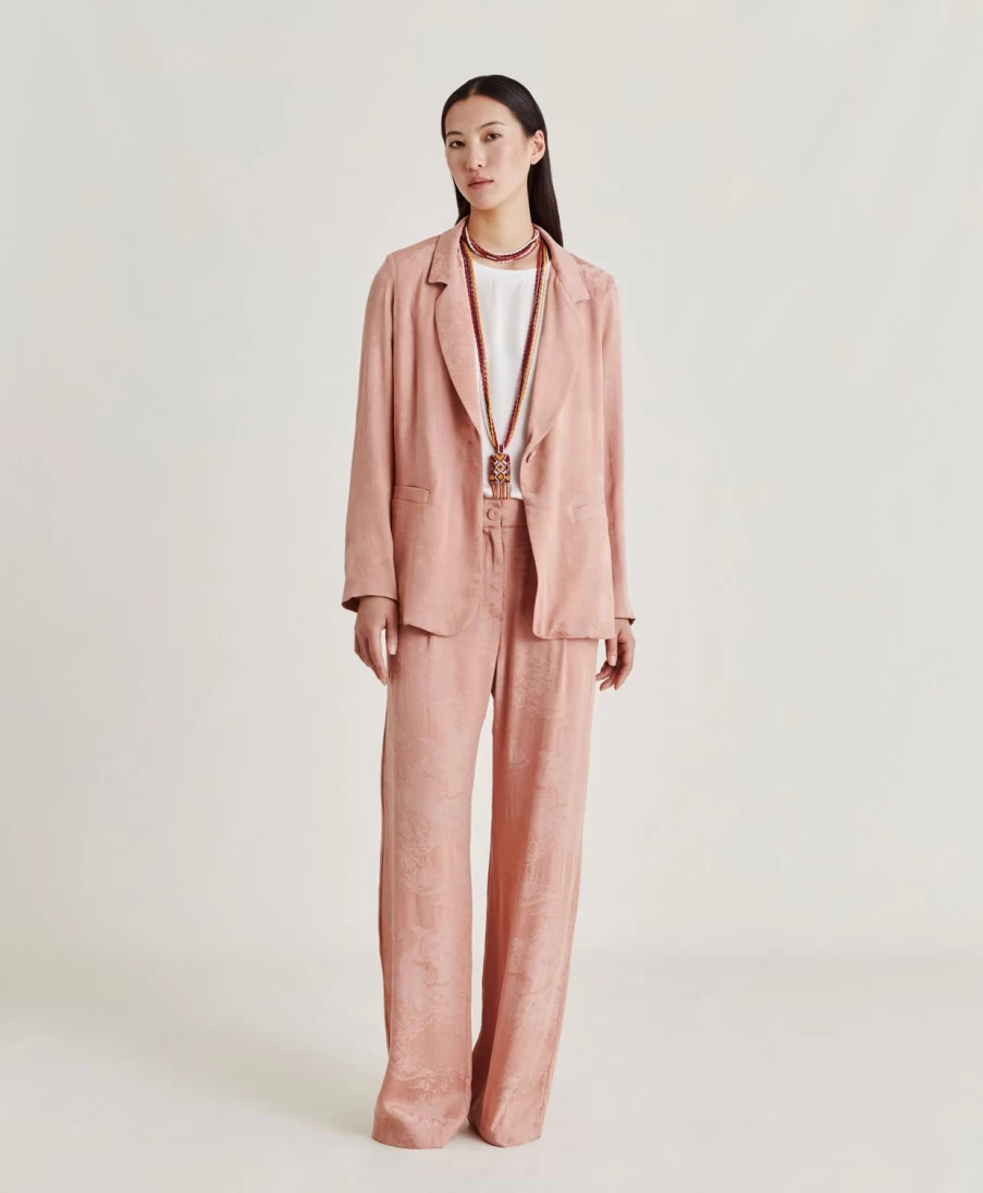 Momoni Women's Austin Silk Twill Pant in Pink - Elegant High-Waisted Trousers