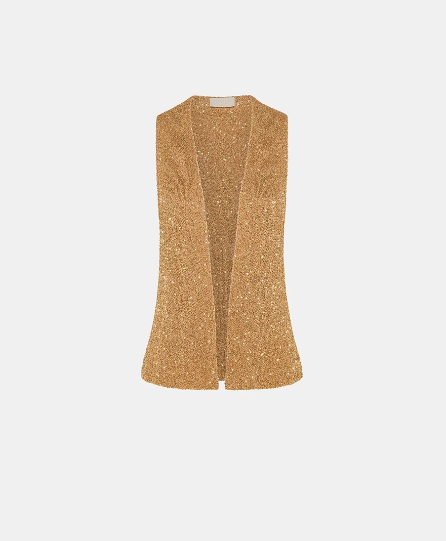 Momoni Women's Bronze Sequin Adrien Blazer - Elegant Glitter Jacket for Special Occasions