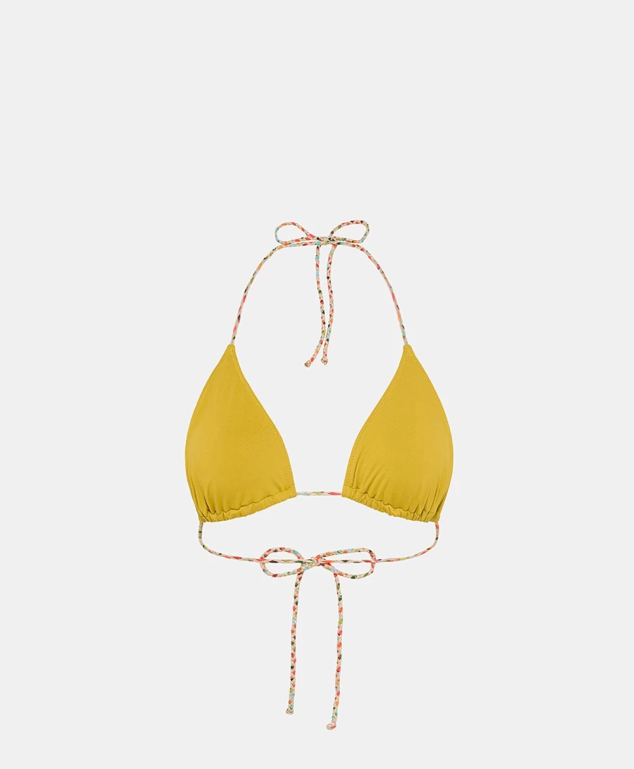 Momoni Women's Oil Green Marine Bikini Top with Braided Straps - Stylish Swimwear for Summer Beach