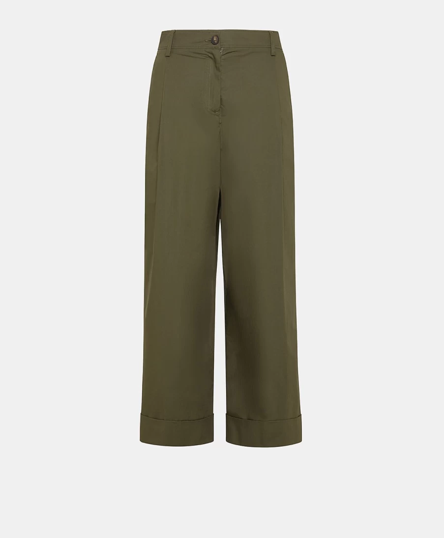 Momoni Women's Grecale Poplin Pant in Army Green - Lightweight Casual Trousers