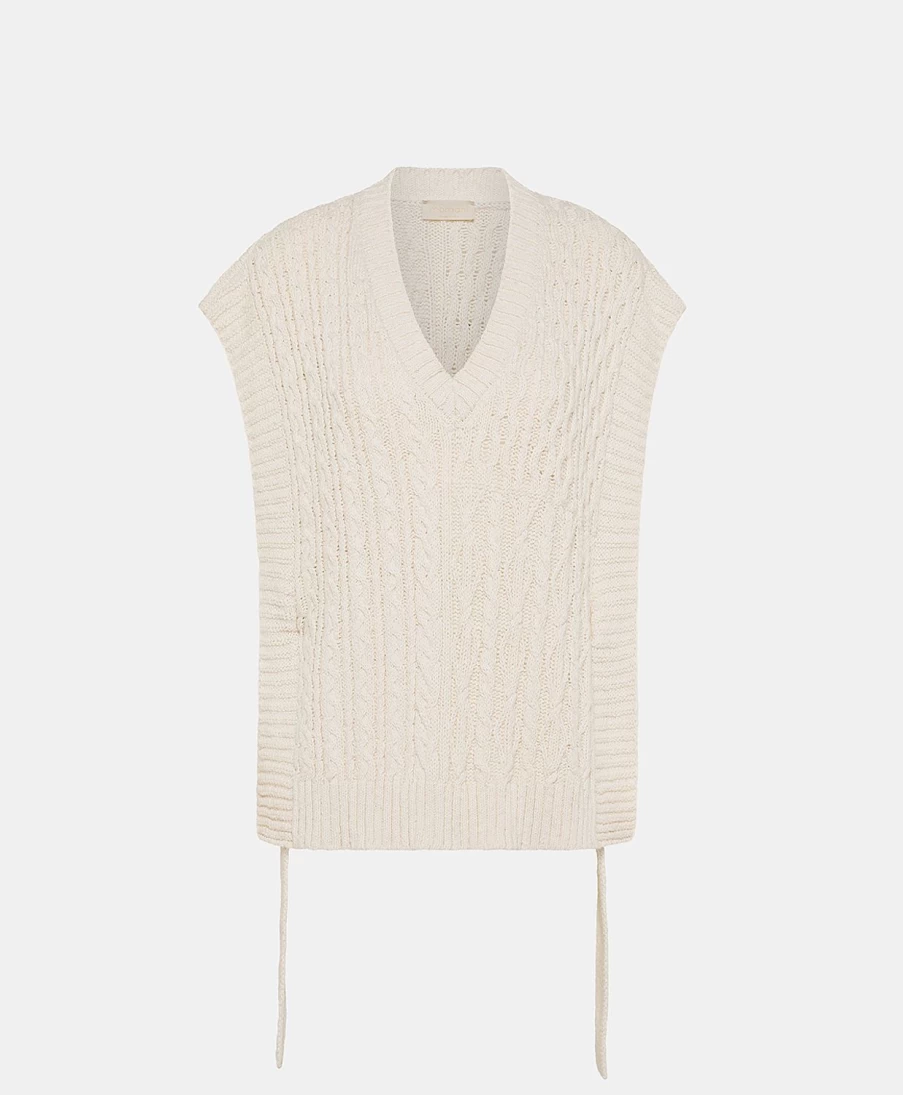 Momoni Women's Cream Arene Knitwear with Mixed Stitches - Soft Elegant Sweater