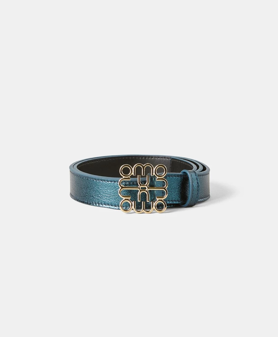 Momoni Women's Teal Leather Bienvenu Belt - Stylish & Elegant Waist Accessory