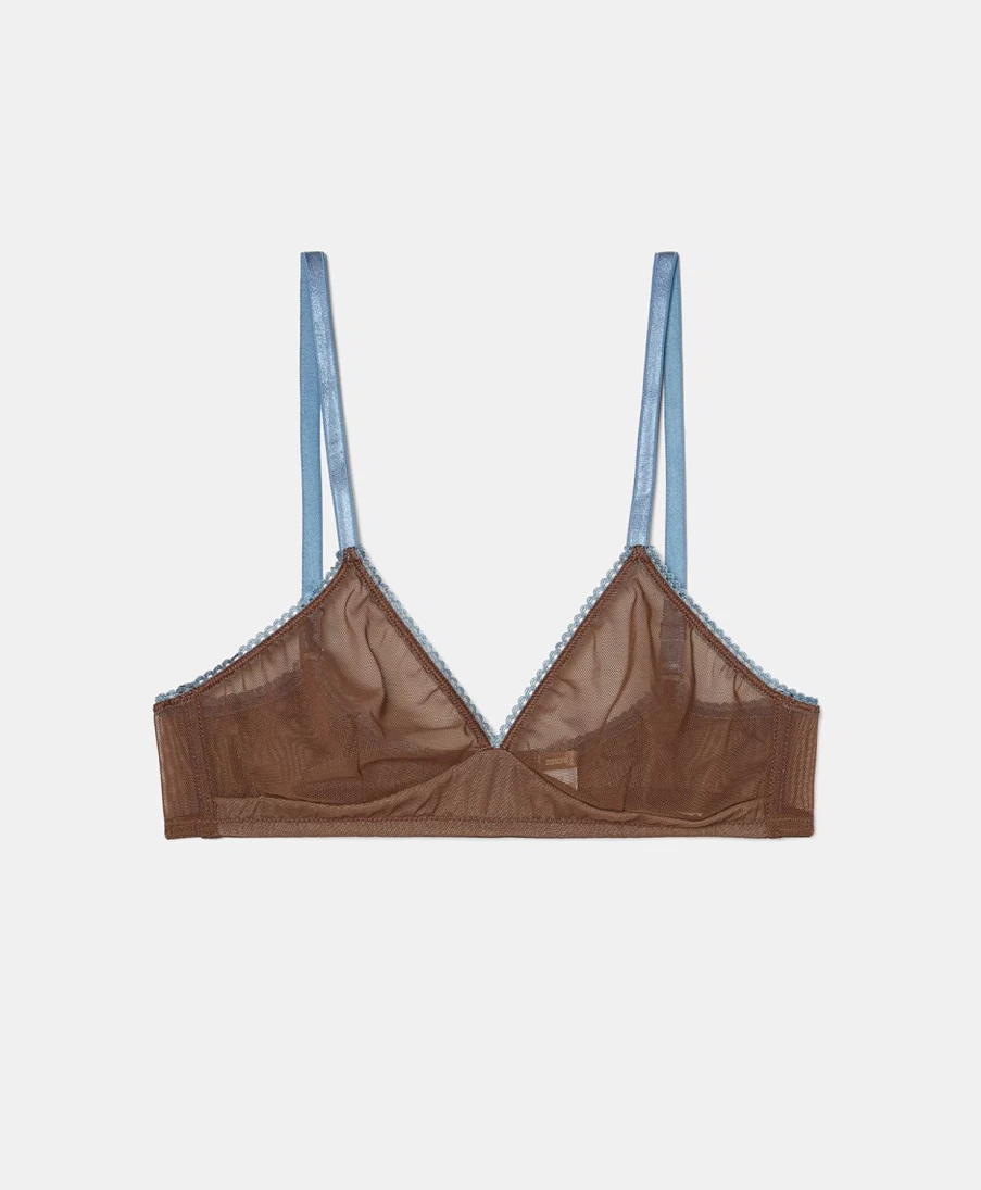 Momoni Women's Brown Tutu Bra - Soft Tulle Lingerie for Comfort and Style