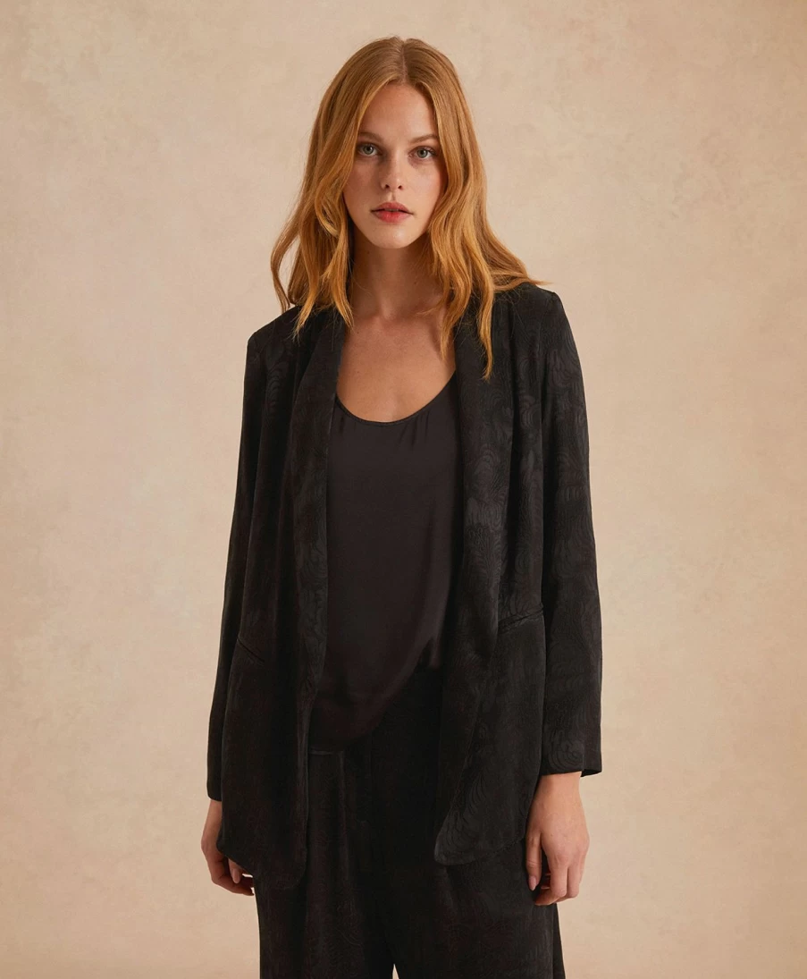 Momoni Women's Theodore Black Jacquard Cupro Jacket