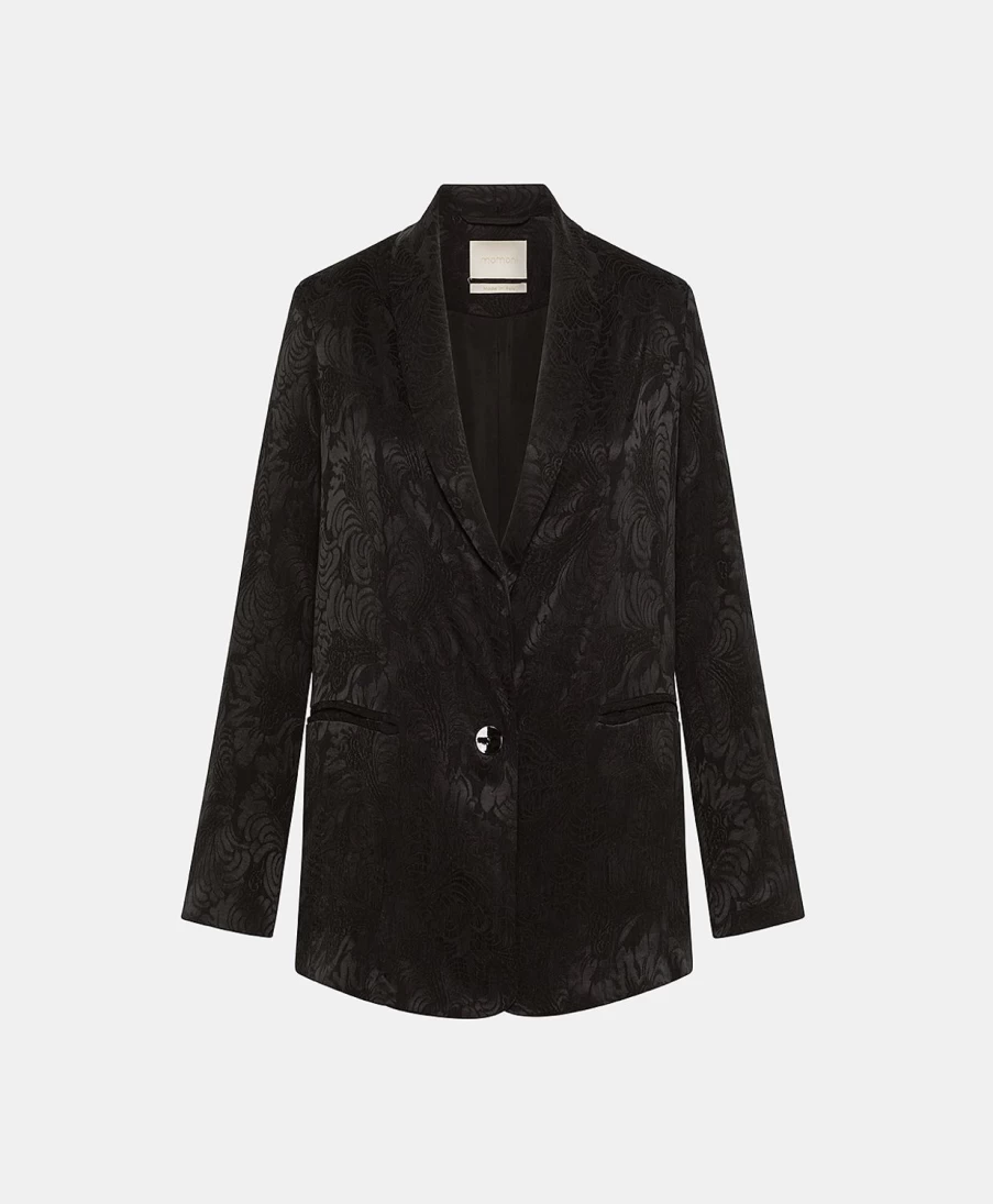 Momoni Women's Theodore Black Jacquard Cupro Jacket