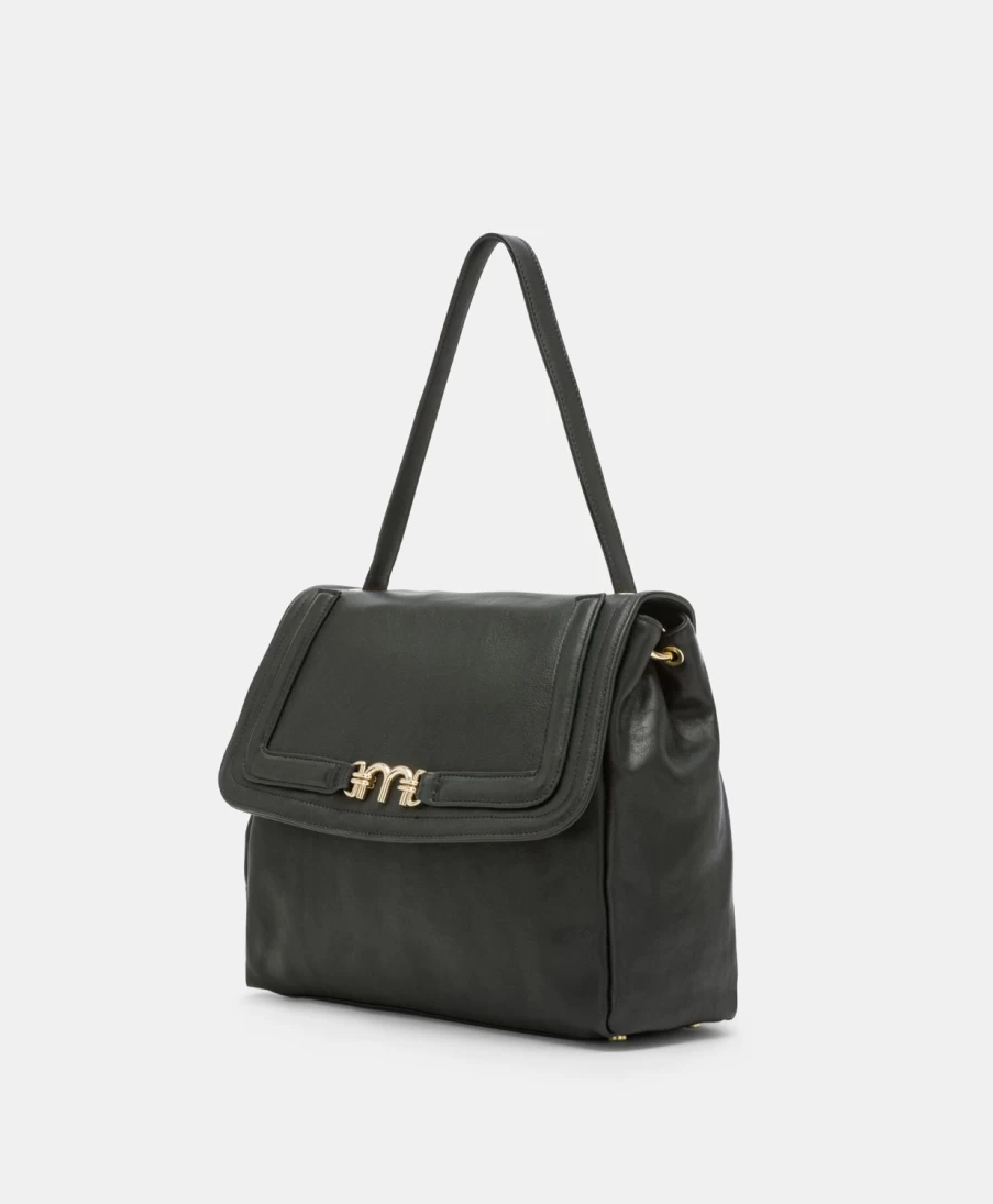 Momoni Women's Black Leather Flore Bag - Stylish Handbag for Women