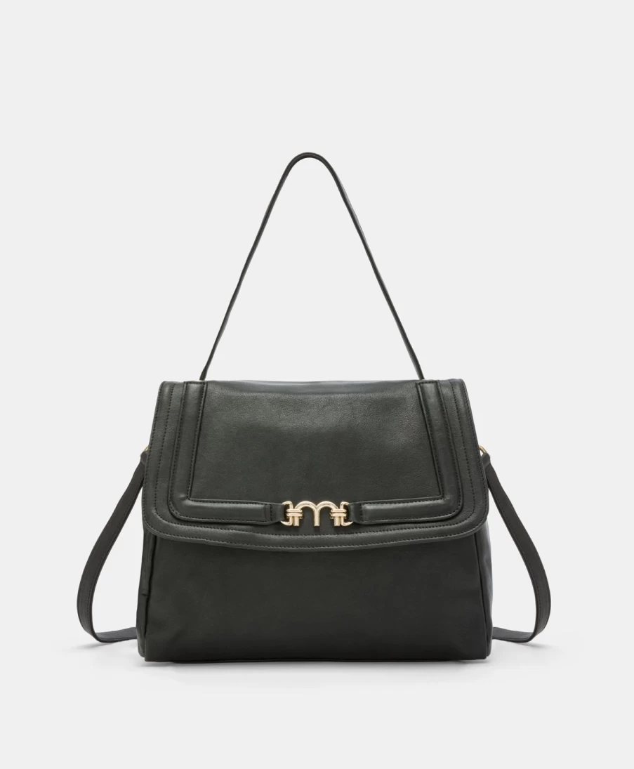 Momoni Women's Black Leather Flore Bag - Stylish Handbag for Women