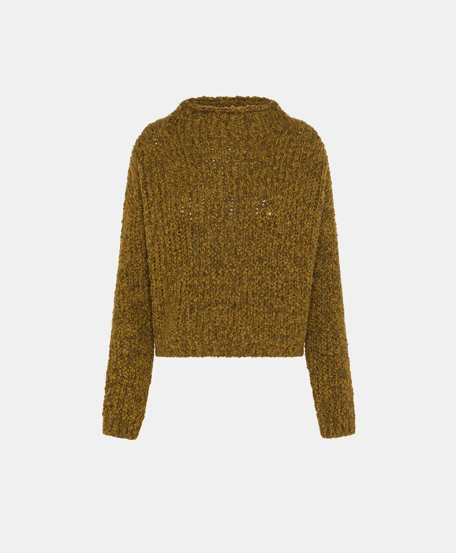 Momoni Women's Leandre Knitwear - Eco-Friendly Boucle Sweater in Army Green