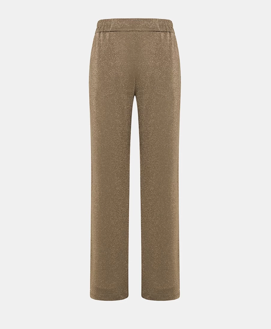 Momoni Women's Baccarat Pant - Lurex Jersey in Mud Color for Elegant Comfort
