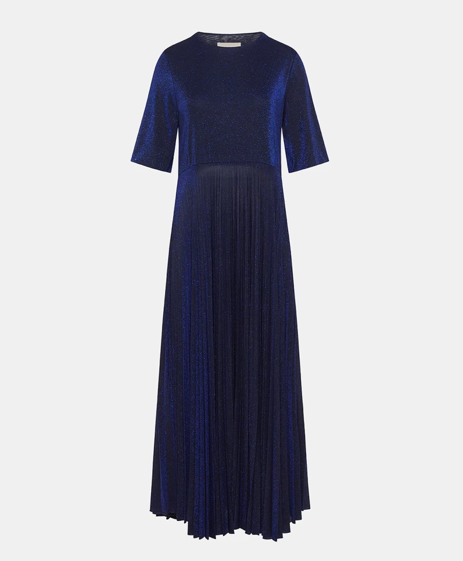 Momoni Women's Blue Lurex Jersey Amalia Dress - Elegant Party Wear