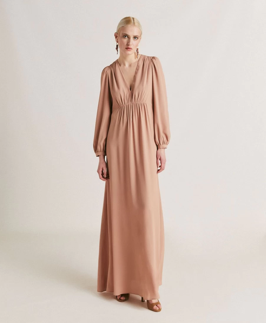 Momoni Women's Artemisia Solid Color Acetate Silk Dress - Nude