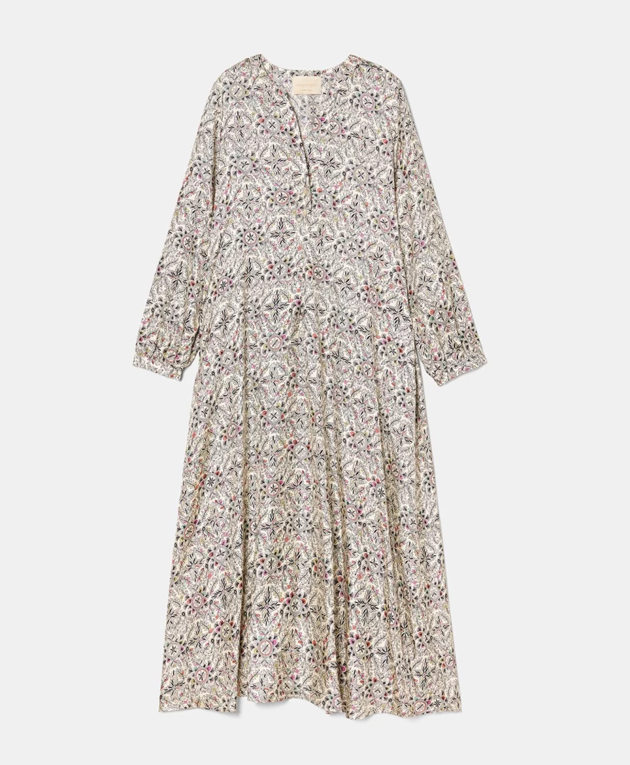 Momoni Women's Amede Printed Silk Twill Dress - Multicolor Floral Elegant Fashion