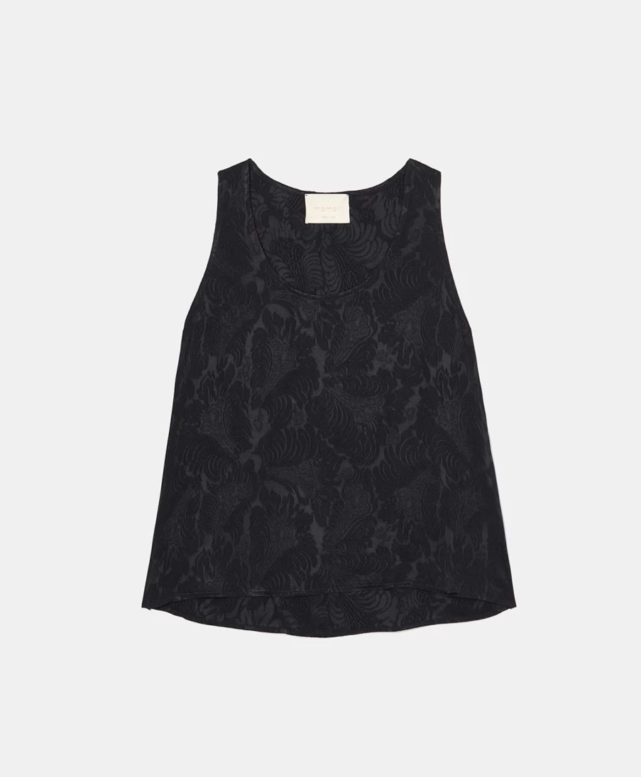 Momoni Women's Remy Black Jacquard Cupro Top