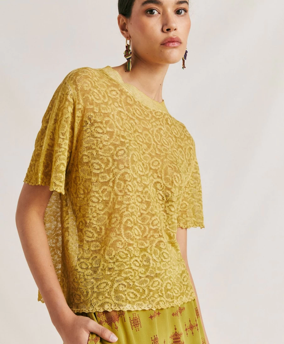 Momoni Women's Sveva Linen Knitwear - Oil Green Pullover Sweater