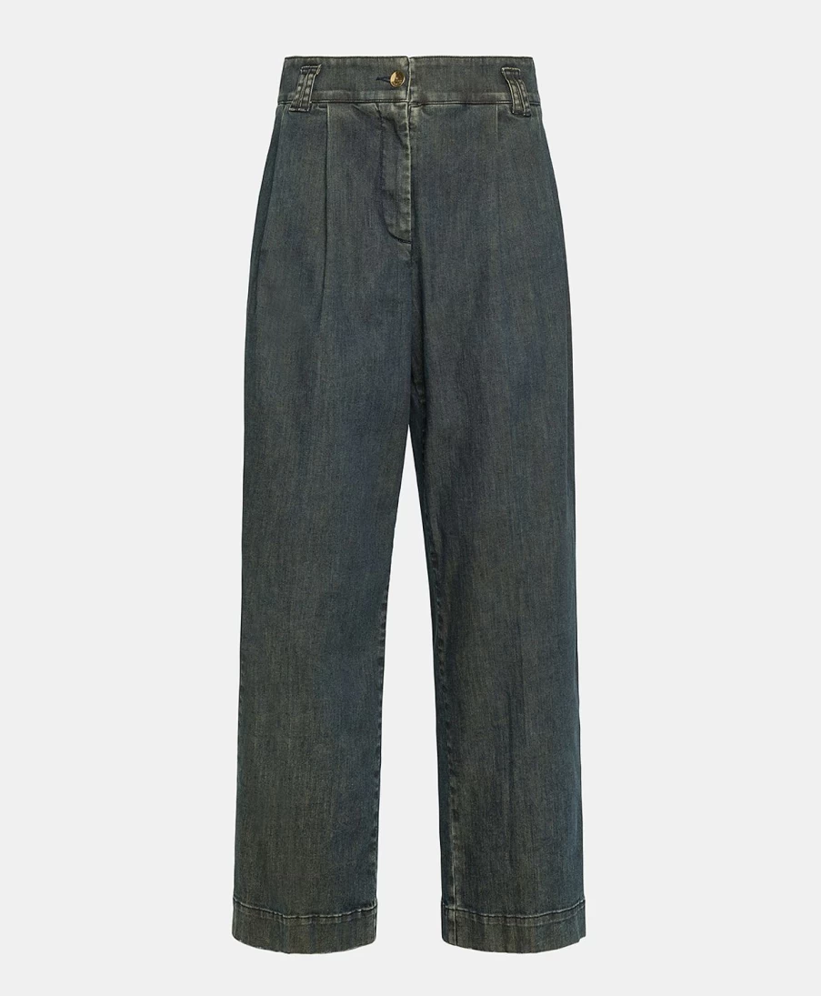 Momoni Women's Lucien Light Stretch Denim Pants in Sepia Wash