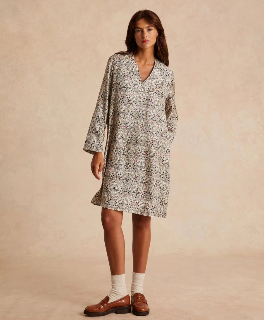 Momoni Women's Printed Silk Twill Dress - Multicolor Floral Design
