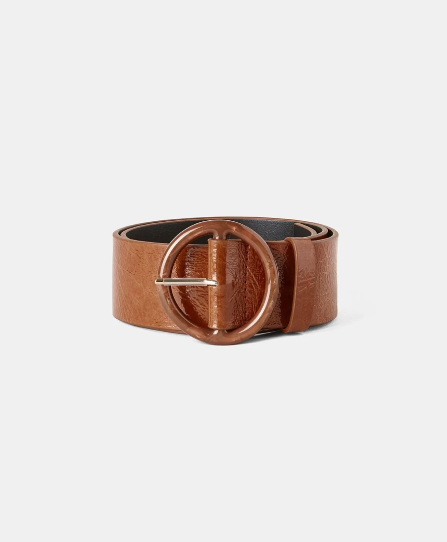 Momoni Women's Damien Belt in Naplak Leather - Burnt Brown Stylish Waistband