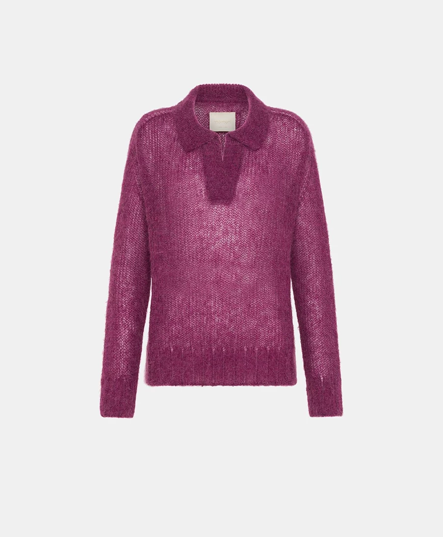 Momoni Women's Conrad Knitwear Half Alpaca Sweater in Cyclamen Pink
