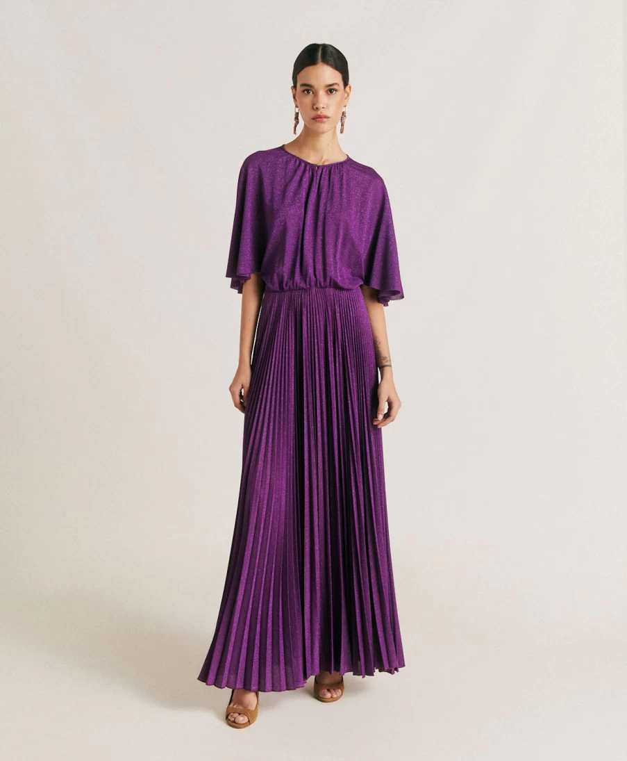 Momoni Women's Paradisu Lurex Jersey Dress in Cyclamen - Elegant Glamour