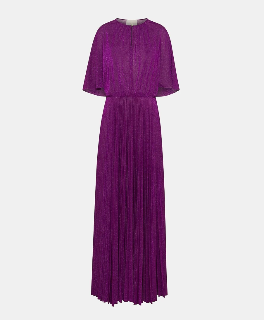 Momoni Women's Paradisu Lurex Jersey Dress in Cyclamen - Elegant Glamour