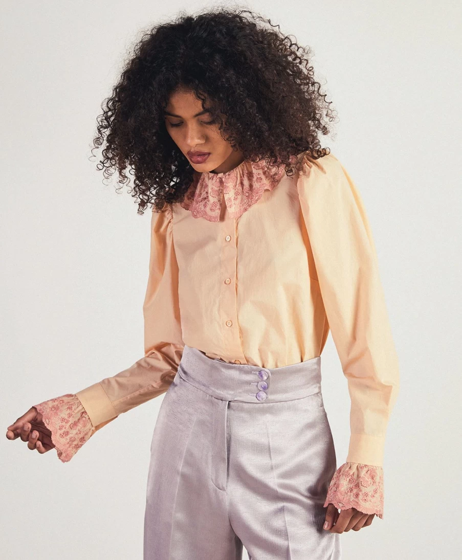 Momoni Women's Dusty Pink Poplin Shirt - Elegant Driade Style Blouse