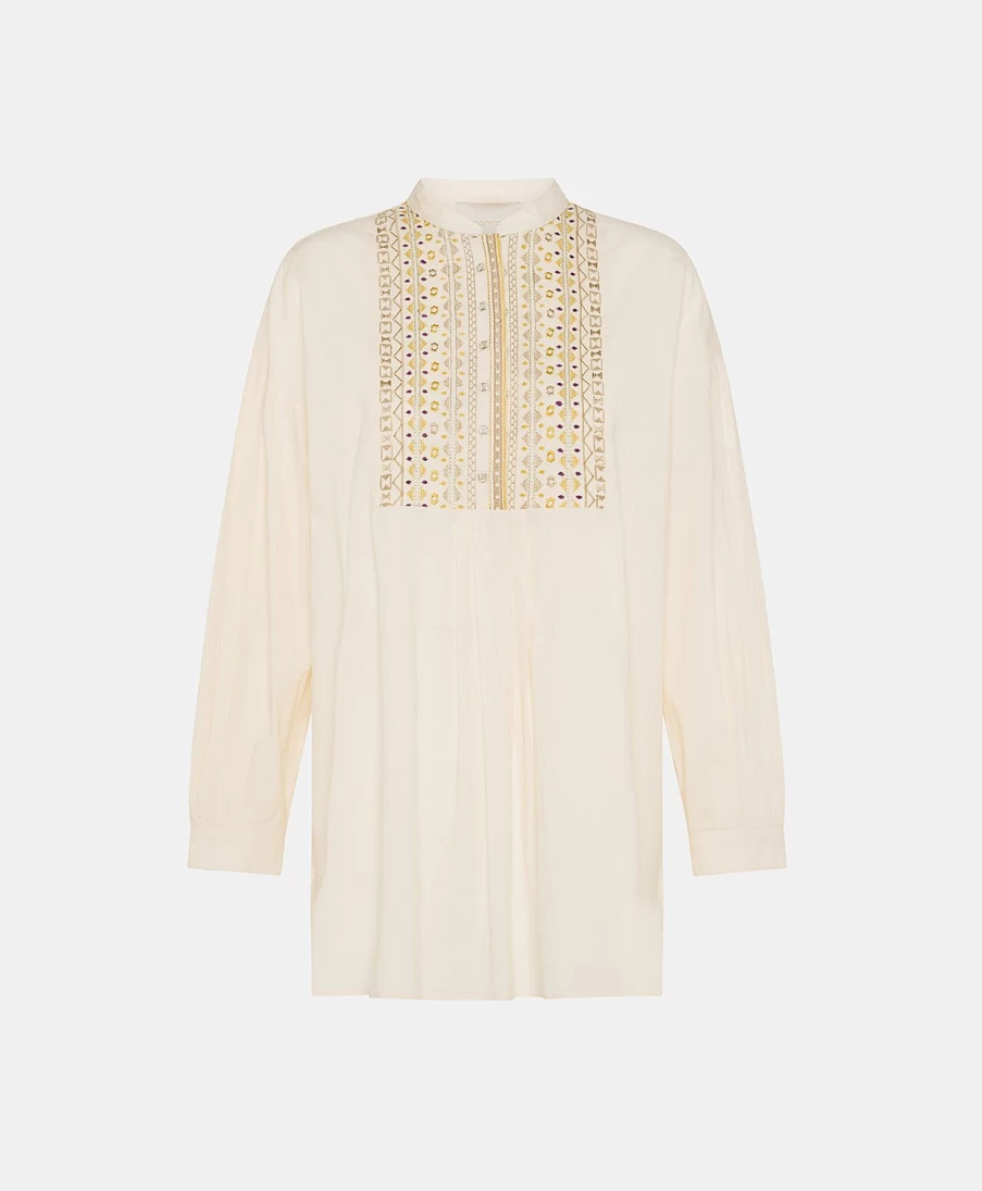 Momoni Women's Cream Raphael Blouse - Embroidered Cotton Voile Top