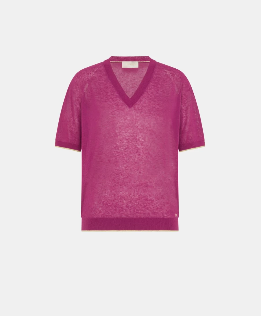 Momoni Women's Edie Linen Knitwear Top - Cyclamen Pink