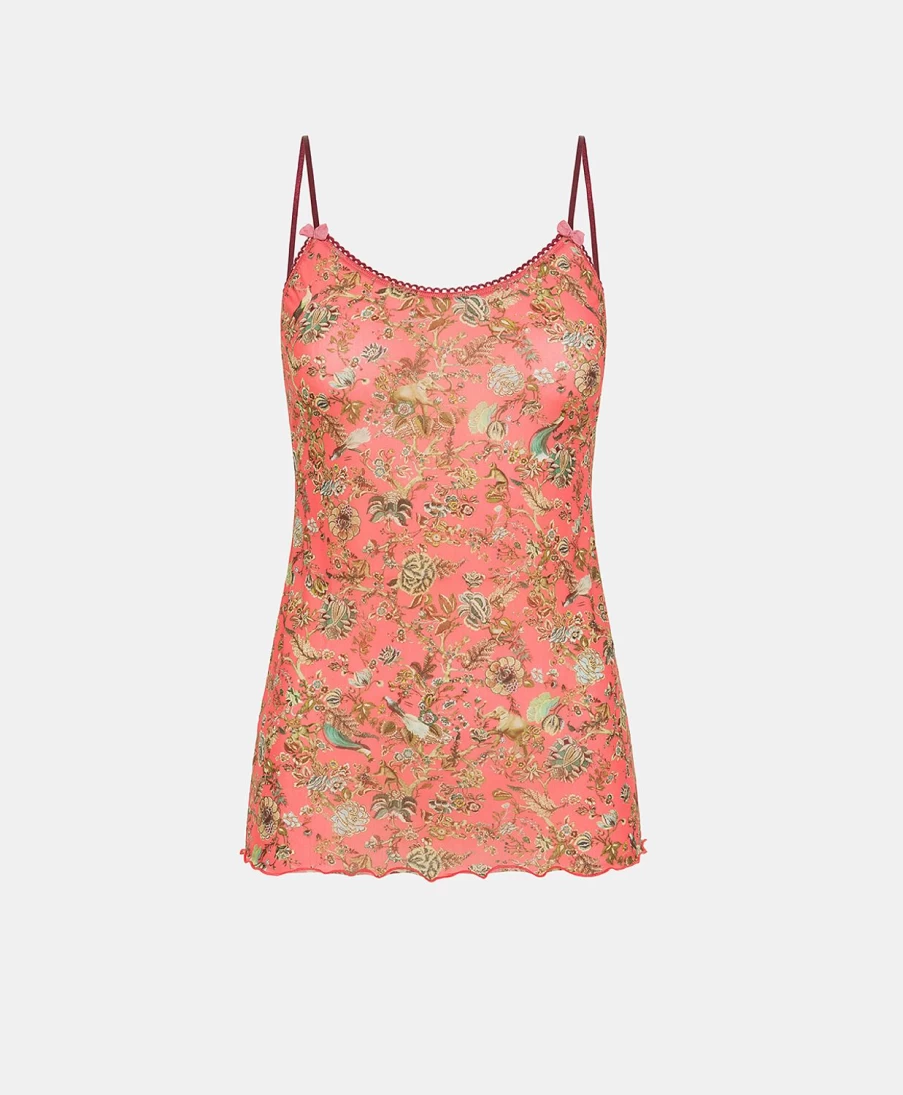 Momoni Women's Airelle Printed Nylon Top - Pink & Camel Fashion Blouse