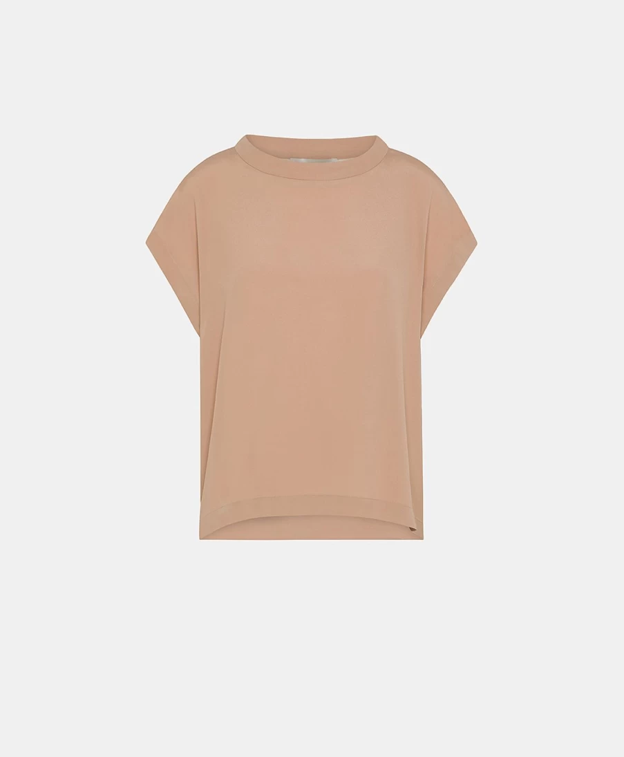 Momoni Women's Nude Curacao Blouse in Luxurious Plain Acetate Silk