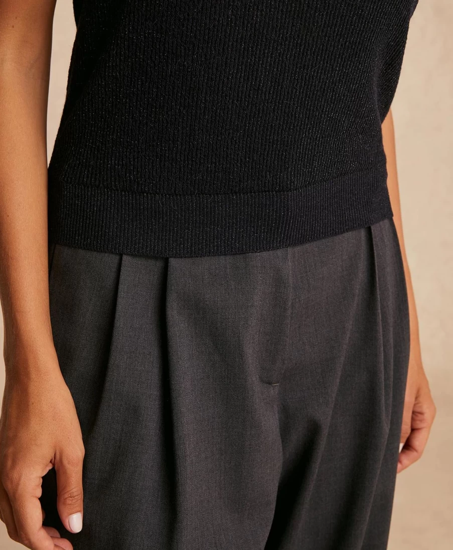 Momoni Women's Black Ella Knitwear - Light Alpaca & Lurex Blend Sweater