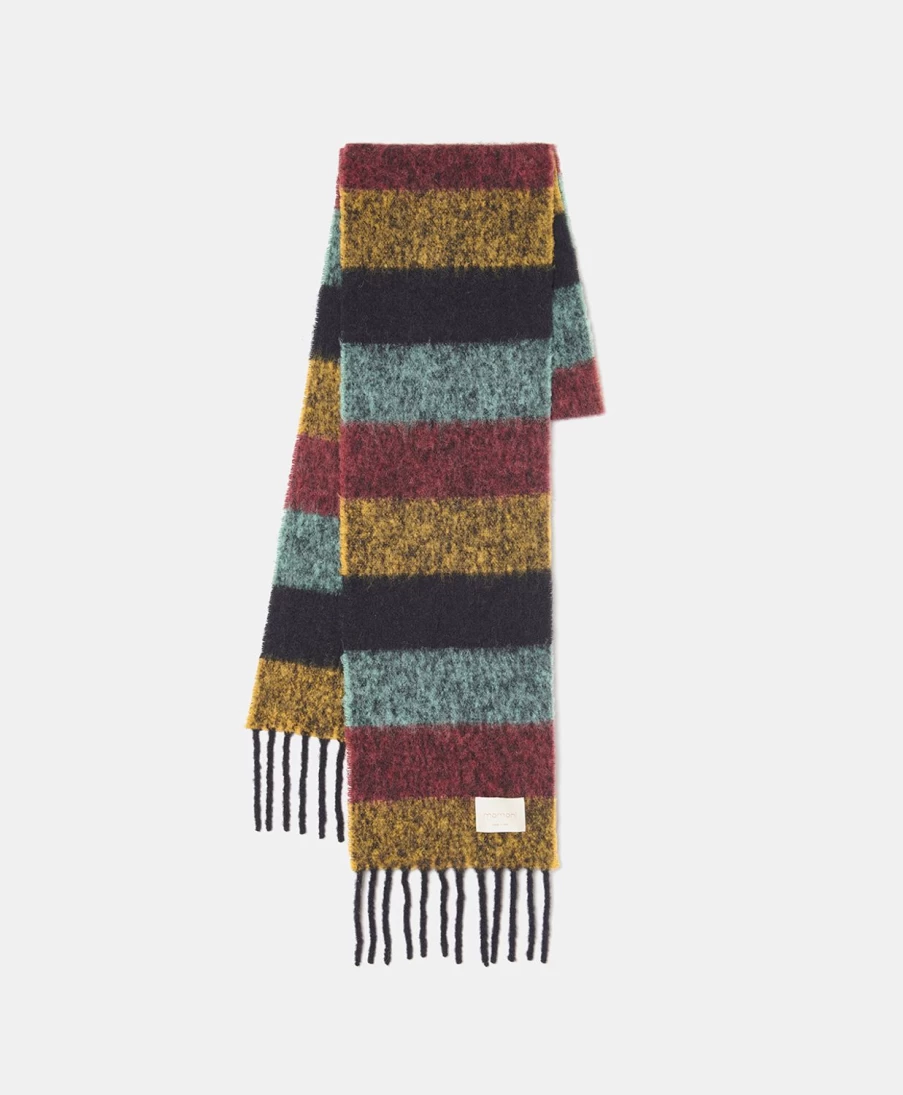 Momoni Women's Striped Alpaca Scarf - Multicolor Burnt Benjamin Design