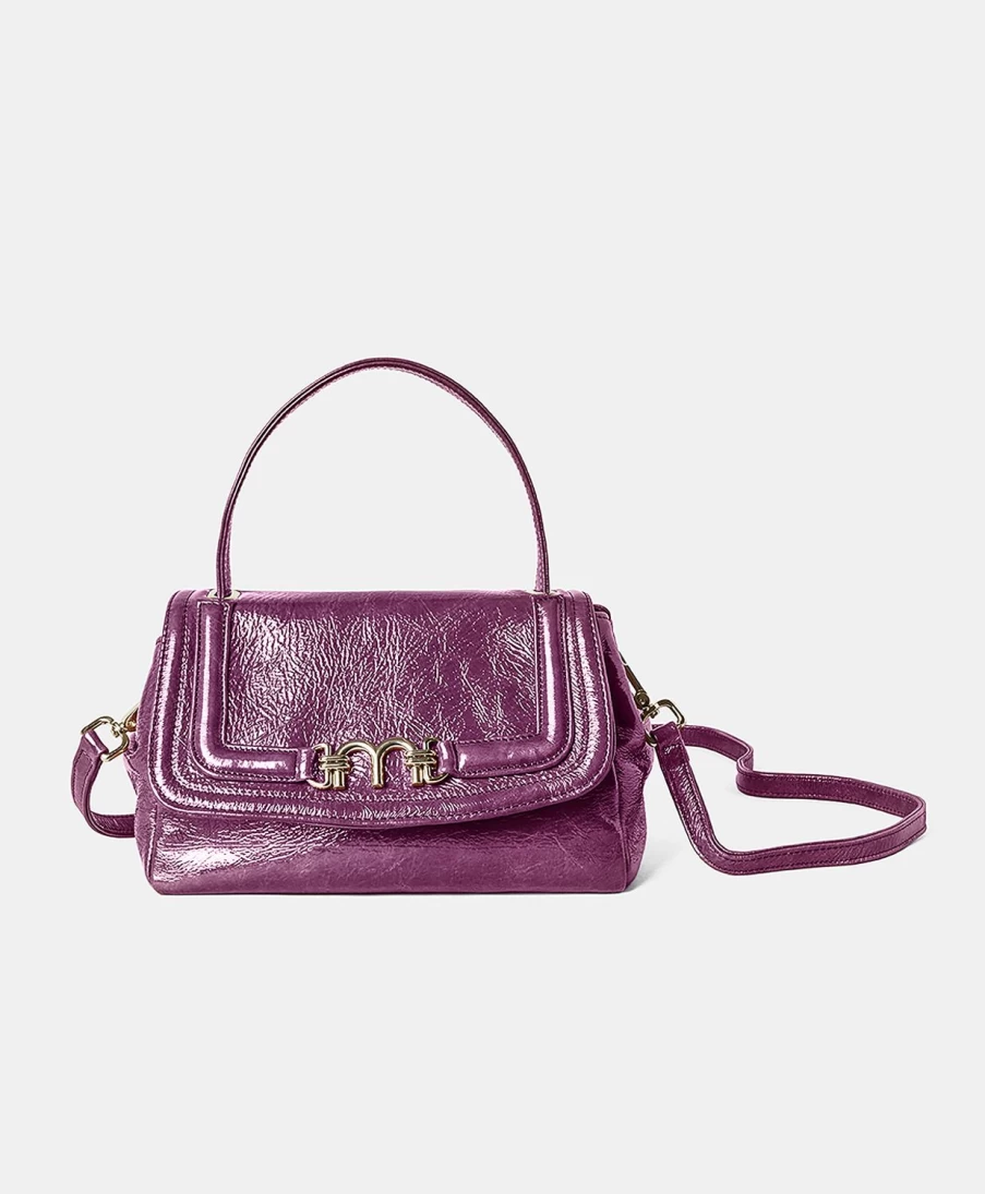 Momoni Women's Petit Flore Bag - Blueberry Naplak Leather Handbag for Women