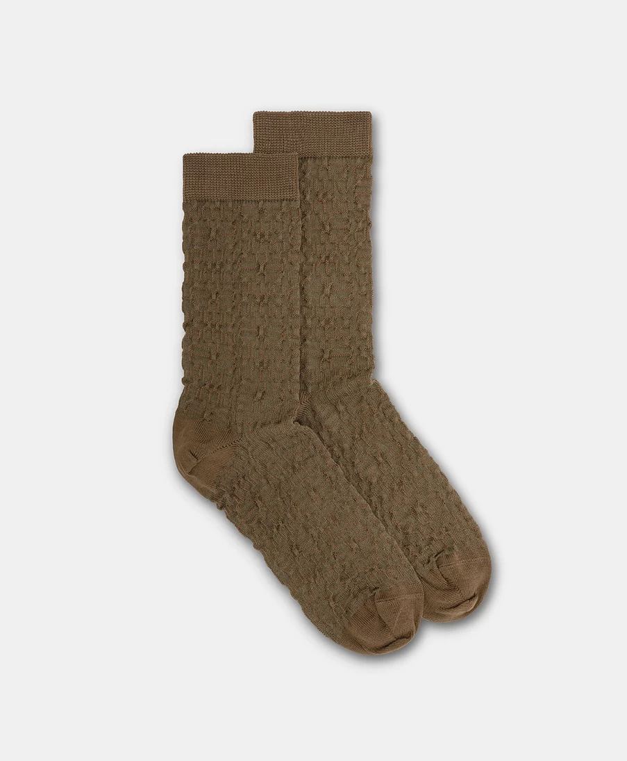 Momoni Women's Taupe Jacquard Logo Sal Socks - Premium Comfort & Style
