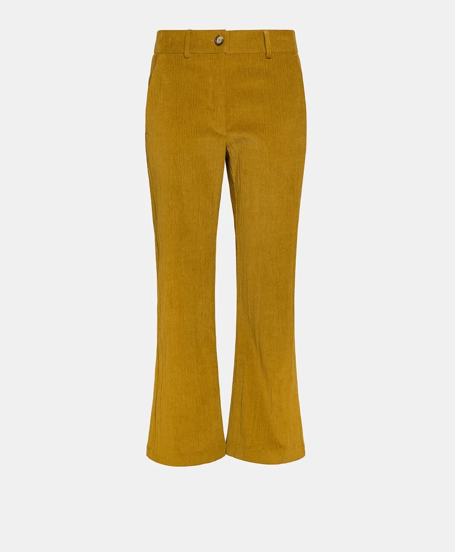 Momoni Women's Indra Pant - Stretch Ribbed Cotton Modal Blend in Cigar Brown