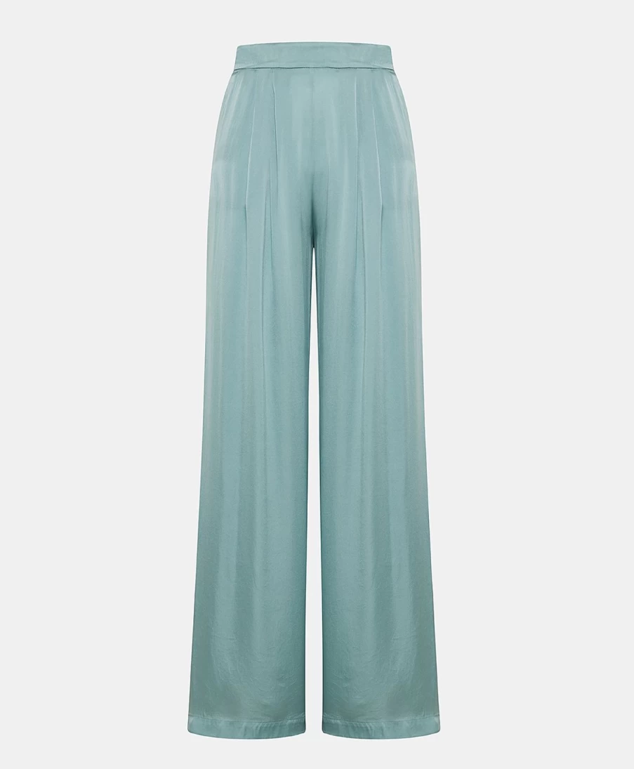 Momoni Women's Cerulean Silk Patrice Bis Pant - Elegant Plain Design
