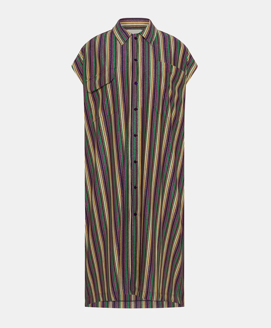 Momoni Women's Colorado Striped Lurex Jersey Dress - Multicolor Green