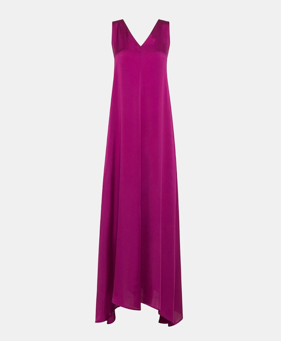 Momoni Women's Helena Silk Dress in Cyclamen - Plain Elegant Design