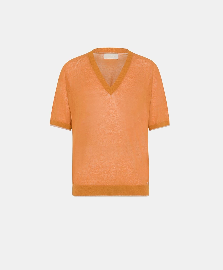Momoni Women's Edie Linen Knitwear Sweater - Orange
