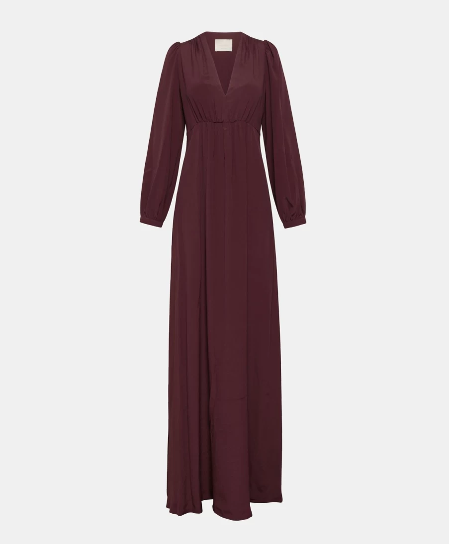 Momoni Women's Wine Red Artemisia Dress - Solid Color Acetate Silk Elegant Evening Gown