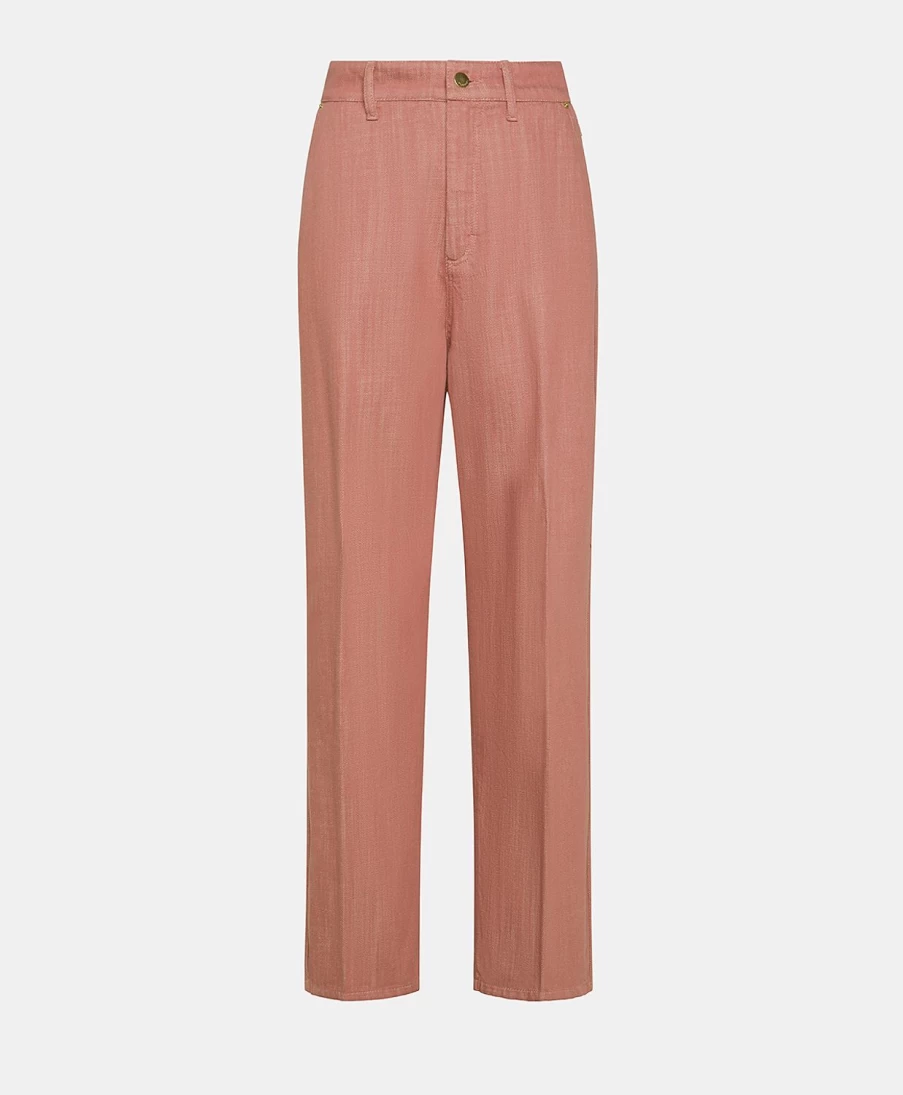 Momoni Women's Fucsia Bis Denim Pants in Antique Pink - High Waisted Vintage Jeans