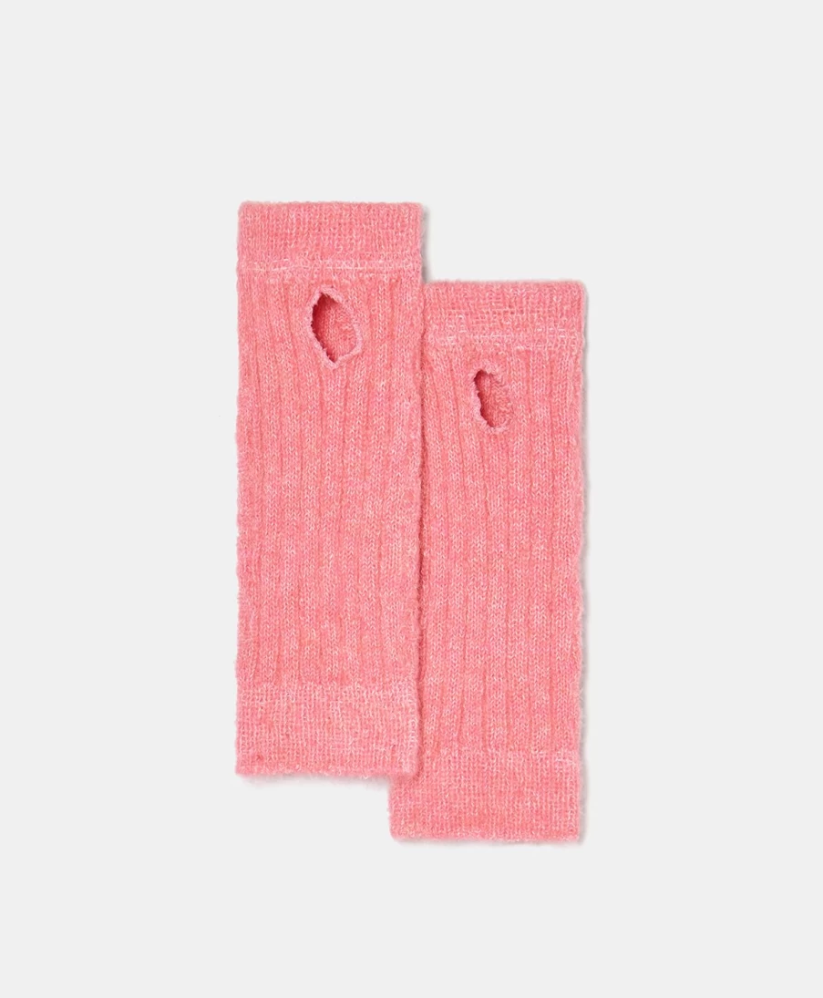 Momoni Women's Augustine Mohair Gloves - Barbie Pink, Soft Winter Warm Knit Gloves