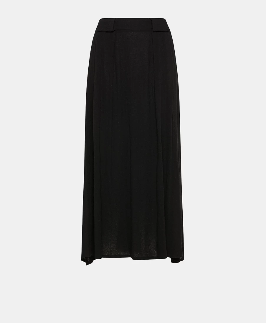 Momoni Women's Gaspard Black Skirt - Double Wool Viscose Gauze Elegant Design