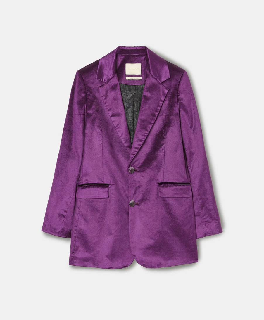 Momoni Women's Notte Purple Shiny Needlecord Jacket