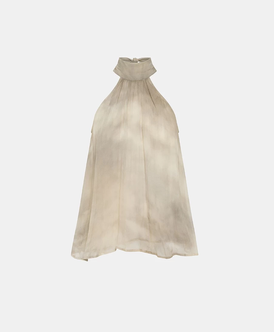 Momoni Women's Andre Tie-Dye Crepon Top with Pearl Details