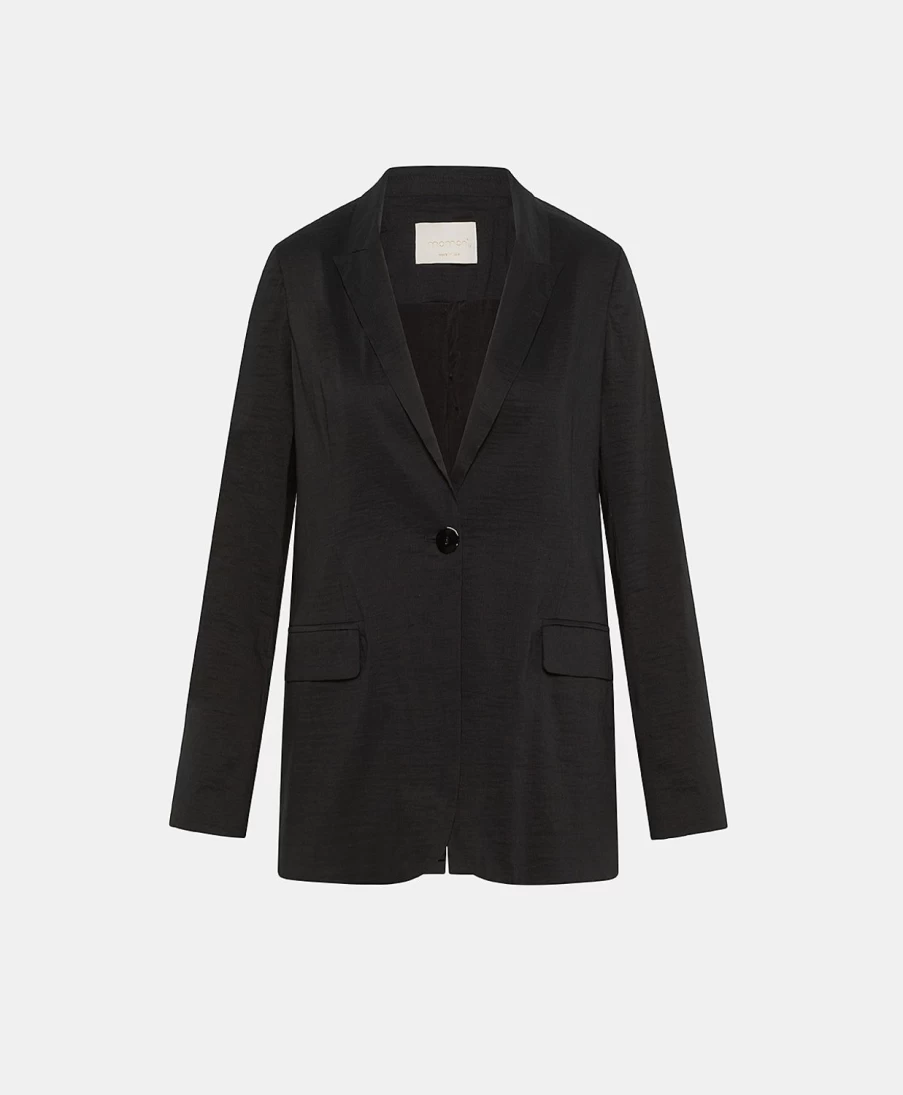 Momoni Women's Lunel Black Cotton Linen Jacket