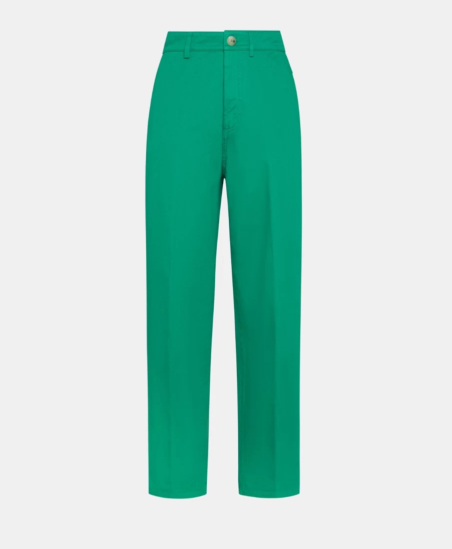 Momoni Women's Emerald Green Gabardine Fucsia Bis Pants