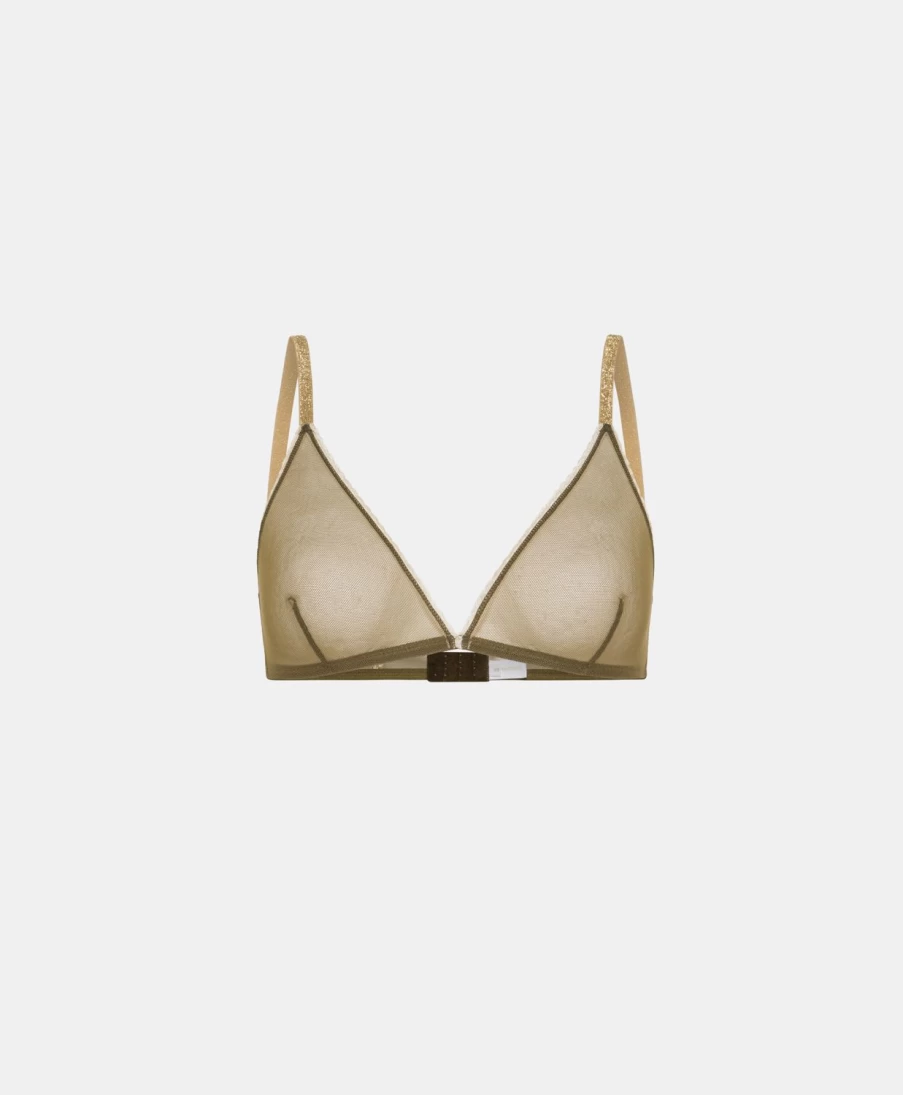 Momoni Women's Olive Green Amethyst Tulle Bra - Lace Lingerie Bralette