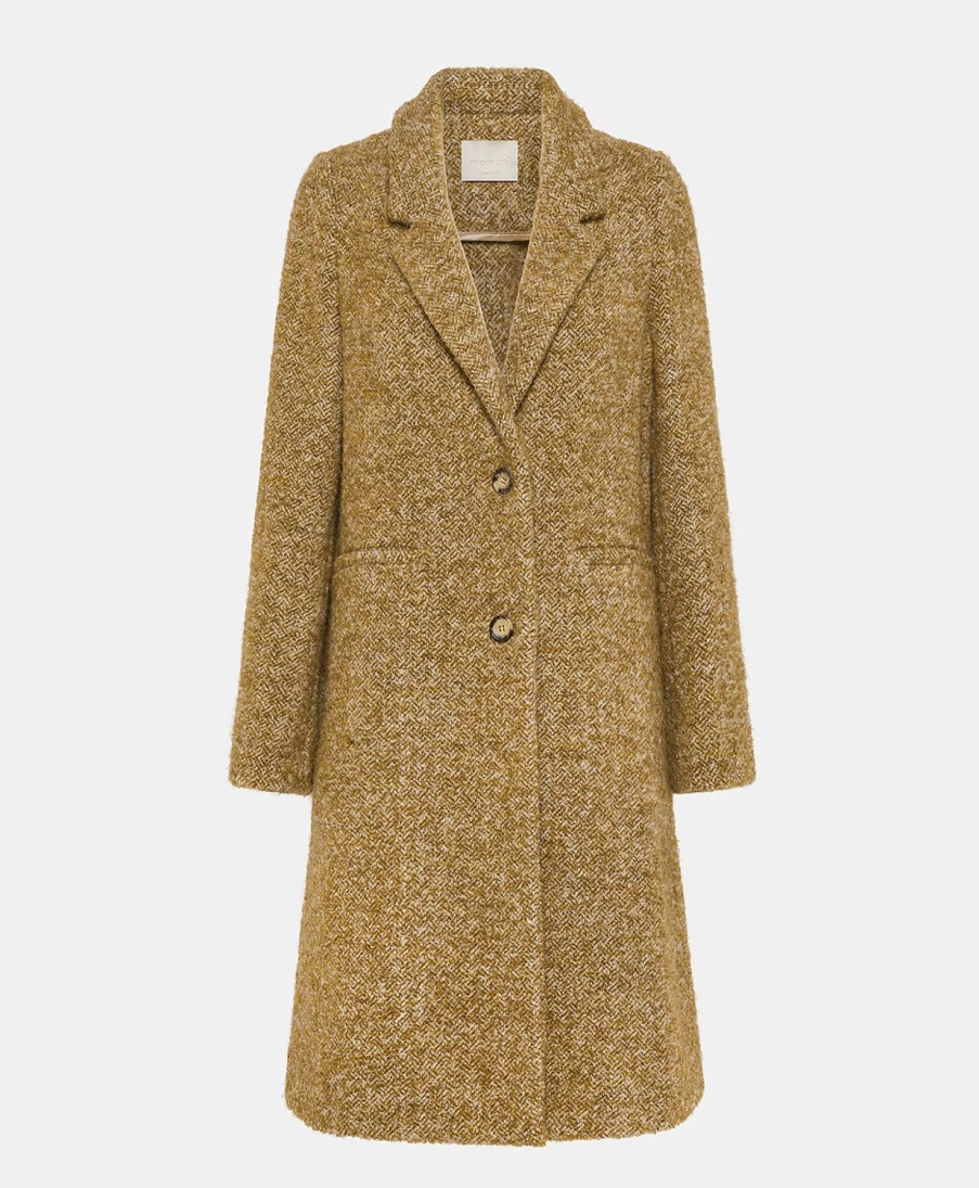 Momoni Women's Belgio Bis Coat - Beige Bouclé Alpaca Wool Winter Jacket