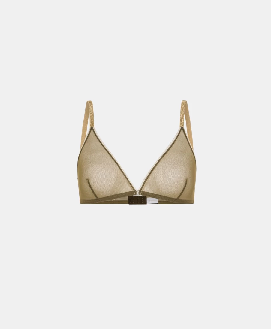 Momoni Women's Olive Green Amethyst Tulle Lace Bra - Elegant Comfort