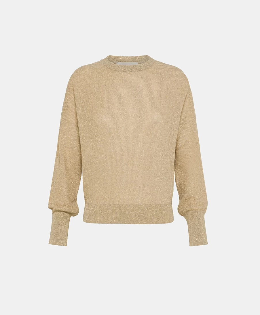 Momoni Women's Beige Light Alpaca Lurex Knitwear Desire Sweater